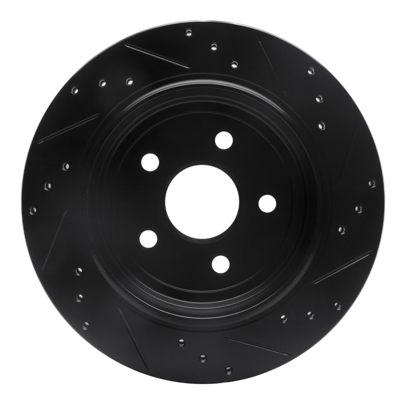 Dodge Durango Brake Rotor (1) - Rear Left - R1 Concepts - Drilled & Slotted - Black - `11-`25